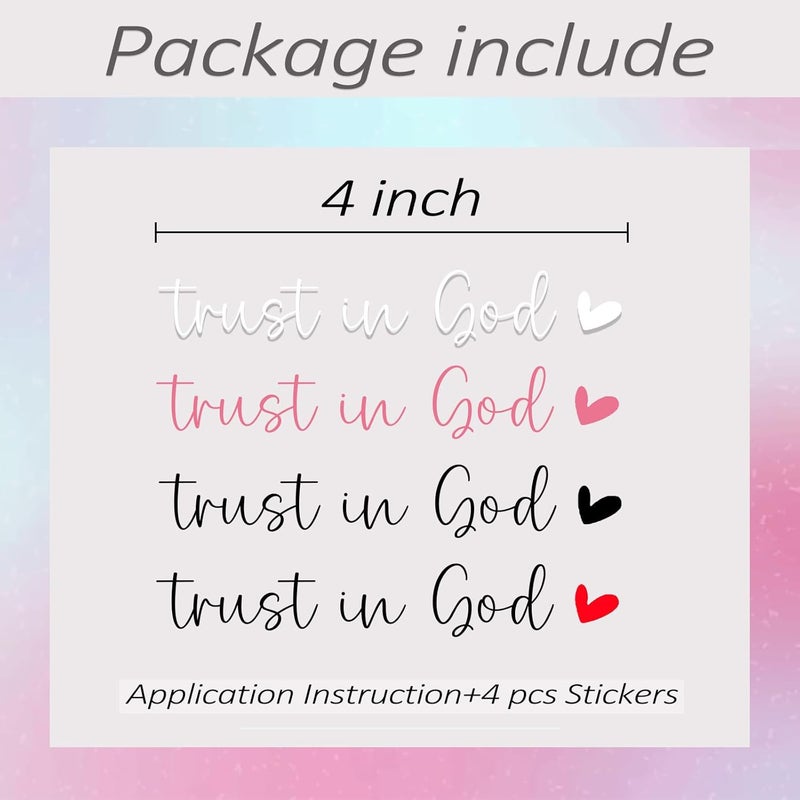 CIKTCOKO 4 x Trust In God Rear View Mirror Decal,Car Stickers For Women, Jesus Car Decal,Rearview Mirror Sticker,Car Window Decal,Vanity Mirror Decal,Affirmation Sticker,Water Bottle,Tumblers Sticker - Image 3